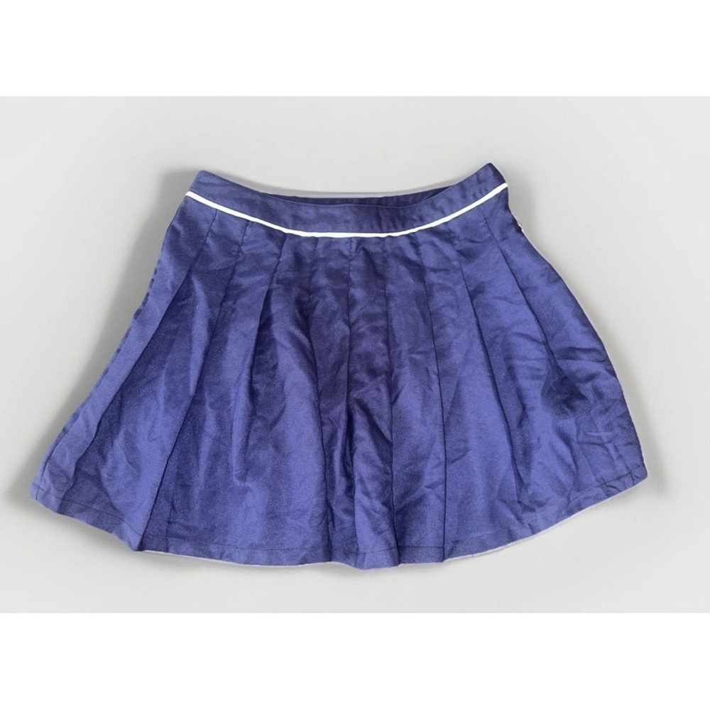 NEW Forever21 womens size L Juniors Pleated A line Navy Blue Preppy Mini Skirt